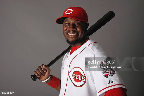 Brandon Phillips of the Cincinnati Reds poses for a photo during Spring Training Photo day on February 18, 2009 at the Cincinnati Reds training...