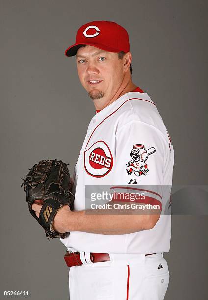 David Weathers of the Cincinnati Reds poses for a photo during Spring Training Photo day on February 18, 2009 at the Cincinnati Reds training...