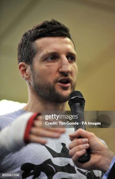 Boxer Carl Froch speaks to the media during the public workout at intu Broadmarsh, Nottingham.