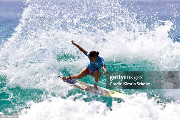 Women's World Tour Veteran Megan Abubo competes in round 3 of the Roxy Pro Gold Coast presented by LG Mobile on March 6, 2009 on the Gold Coast,...