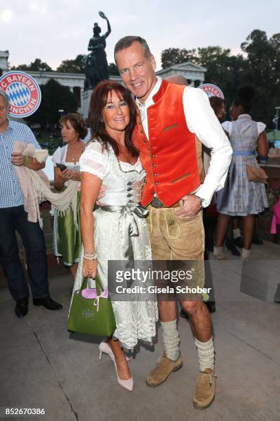 Henry Maske and his wife Manuela Maske during the Oktoberfest at Theresienwiese on September 23, 2017 in Munich, Germany.