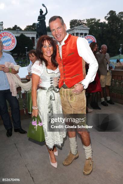 Henry Maske and his wife Manuela Maske during the Oktoberfest at Theresienwiese on September 23, 2017 in Munich, Germany.