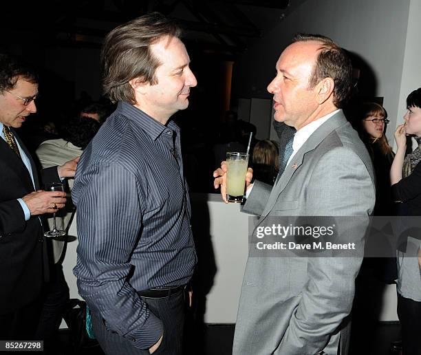 Actors Neil Pearson and Kevin Spacey attend the after party following the press night of 'Dancing At Lughnasa', at Baltic on March 5, 2009 in London,...