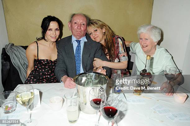 Singer Andrea Corr, playwright Brian Friel, producer Sonia Friedman and a guest attend the after party following the press night of 'Dancing At...