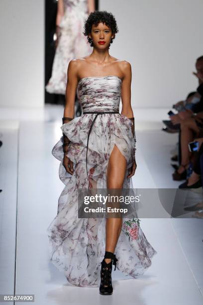 Model walks the runway at the Ermanno Scervino show during Milan Fashion Week Spring/Summer 2018 on September 23, 2017 in Milan, Italy.