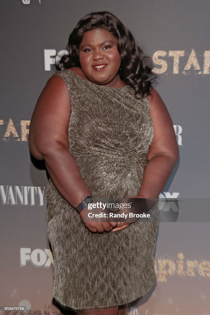 Actress Gabourey Sidiibe poses on the red carpet during the "Empire