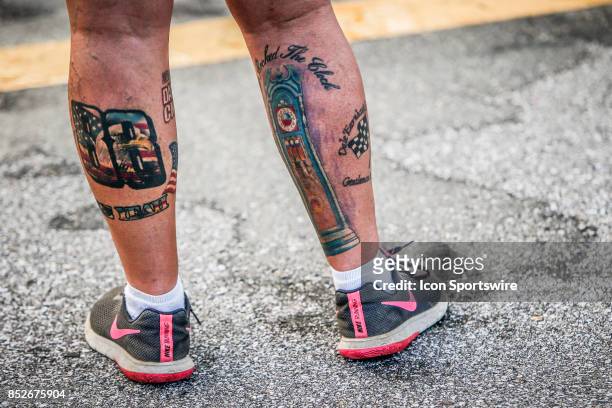 Fan sports NASCAR tattoos including tribute to Monster Energy NASCAR...  News Photo - Getty Images