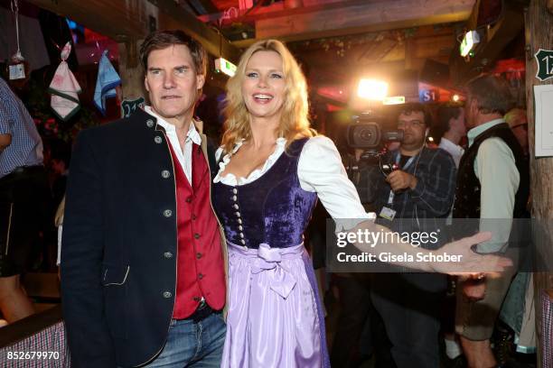 Veronica Ferres and her husband Casten Maschmeyer during the Oktoberfest at Theresienwiese on September 23, 2017 in Munich, Germany.