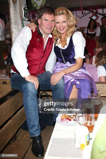 Veronica Ferres and her husband Casten Maschmeyer during the Oktoberfest at Theresienwiese on September 23, 2017 in Munich, Germany.