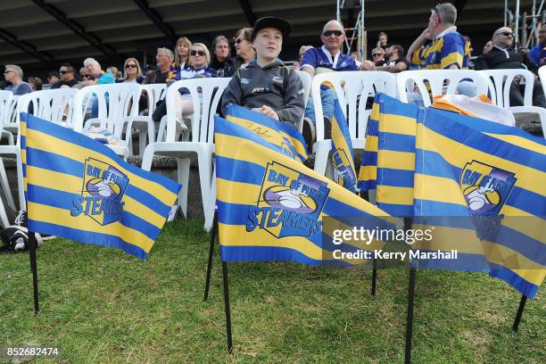Bay of Plenty flags during the round six Mitre 10 Cup match between Bay of Plenty and Counties Manukau Tauranga Domain on September 24, 2017 in...
