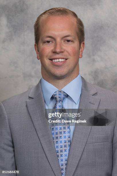 Doctor Andrew Berwick of the Detroit Red Wings has his official NHL head shot taken at Centre Ice Arena on September 14, 2017 in Traverse City,...