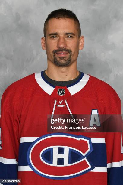Tomas Plekanec of the Montreal Canadiens poses for his official headshot for the 2017-2018 season on September 14, 2017 at the Bell Sports Complex in...