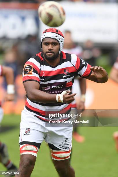 Viliami Taulani of Counties Manukau passes during the round six Mitre 10 Cup match between Bay of Plenty and Counties Manukau Tauranga Domain on...