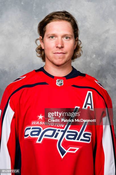 Nicklas Backstrom of the Washington Capitals poses for his official headshot for the 2017-2018 season on September 14, 2017 at Kettler Capitals...