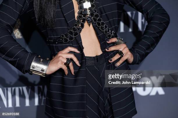 AzMarie Livingston, jewelry detail, attends "Empire" & "Star" celebrate FOX's New Wednesday Night at One World Observatory on September 23, 2017 in...
