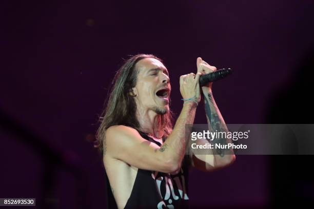 Brandon Boyd from American band Incubus performs in concert in the Rock In Rio Festival in the Olympic Park, Rio de Janeiro, Brazil, on September 23,...