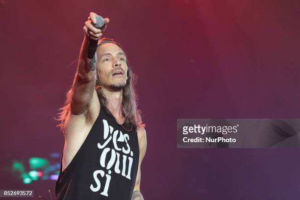 Brandon Boyd from American band Incubus performs in concert in the Rock In Rio Festival in the Olympic Park, Rio de Janeiro, Brazil, on September 23,...