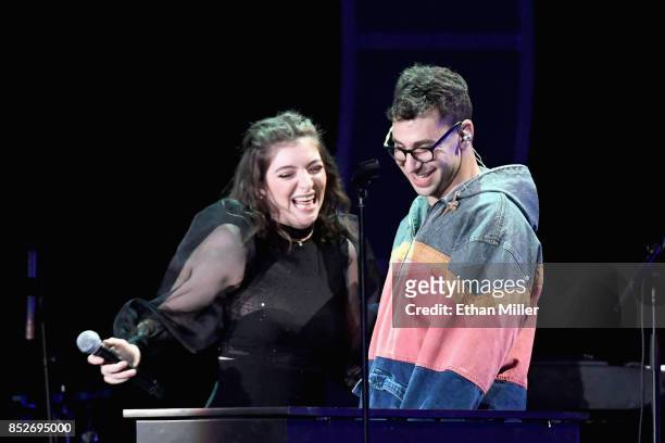 Lorde and Jack Antonoff perform onstage during the 2017 iHeartRadio Music Festival at T-Mobile Arena on September 23, 2017 in Las Vegas, Nevada.
