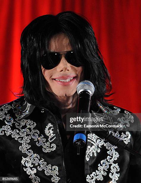 Michael Jackson announces plans for Summer residency at the O2 Arena at a press conference held at the O2 Arena on March 5, 2009 in London, England.