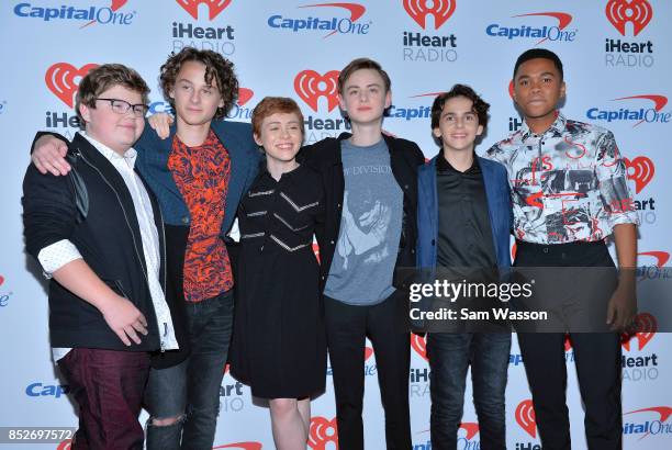 Jeremy Ray Taylor, Wyatt Oleff, Sophia Lillis, Jaeden Lieberher, Jack Dylan Grazer, and Chosen Jacobs attend the 2017 iHeartRadio Music Festival at...