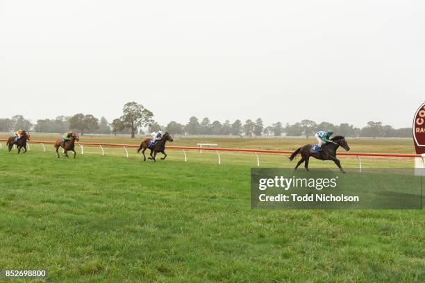 Smart Talk ridden by Harry Coffey wins the Zero3 Communications Maiden Plate at Coleraine Racecourse on September 24, 2017 in Coleraine, Australia.