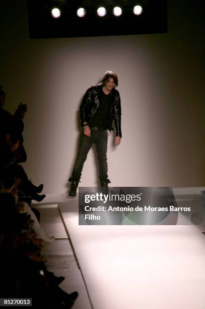 Christophe Decarnin walks the runway at his Balmain Ready-to-Wear A/W 2009 fashion show during Paris Fashion Week at Hotel Ritz on March 5, 2009 in...