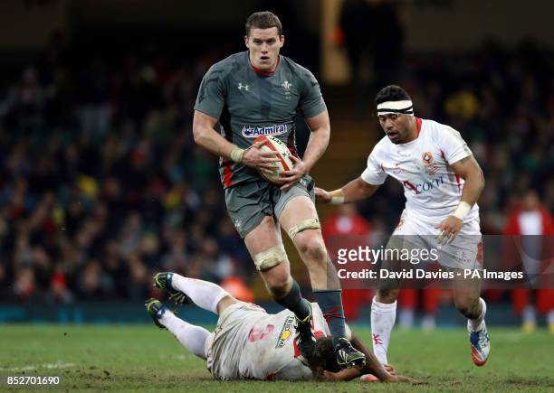 Wales' Ian Evans in action against Tonga