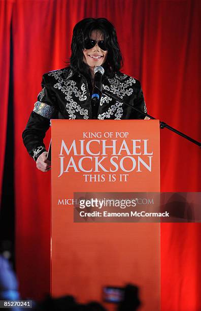 Michael Jackson announces plans for Summer residency at the O2 Arena at a press conference held at the O2 Arena on March 5, 2009 in London, England.