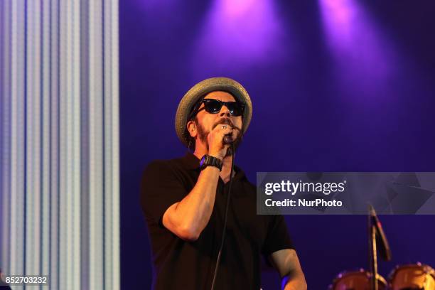 Jorge Du Peixe from Nacao Zumbi performs at day 5 of Rock in Rio on September 22, 2017 in Rio de Janeiro, Brazil.