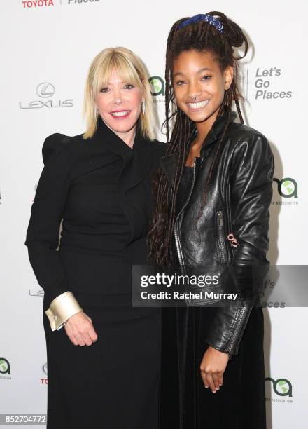 President Debbie Levin and Willow Smith at the Environmental Media Association's 27th Annual EMA Awards at Barkar Hangar on September 23, 2017 in...