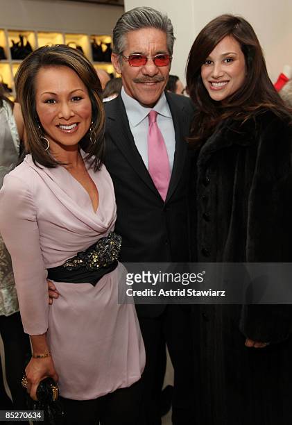 Alina Cho, Geraldo Rivera and Erica Levy attend the New Yorkers for Children reception hosted by Vogue at Valentino on March 5, 2009 in New York City.