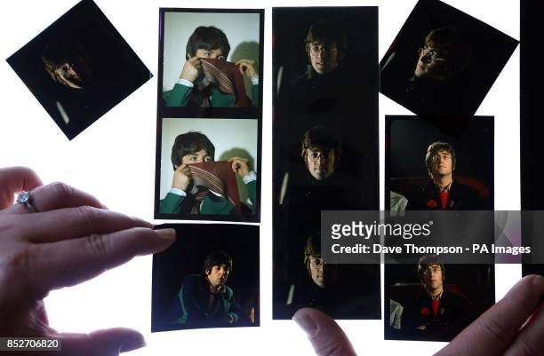 Omega Auctions salesroom manager Karen Fairweather lays out some of the unseen and unpublished images of The Beatles from late 1967/early 1968,...