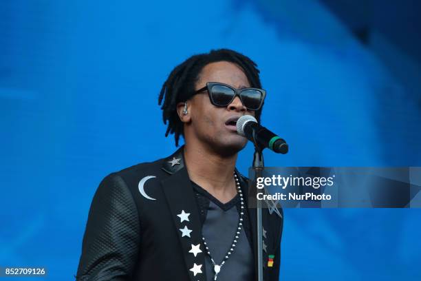 Toni Garrido from Cidade Negra performs at 2015 Rock in Rio on September 27, 2015 in Rio de Janeiro, Brazil.