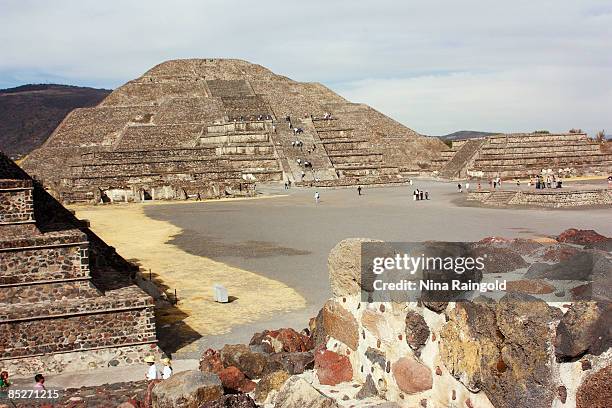 Pyramid of the Moon and the Plaza de la Luna on February 07, 2009 in Teotihuacan, Mexico. The ancient pre-hispanic site of Teotihuacan, 50 km North...