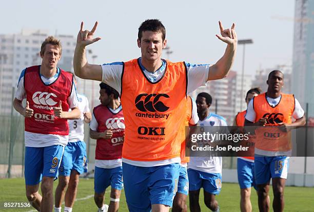 Portsmouth FC's David Nugent gestures during a training break on March 06, 2009 in Dubai, United Arab Emirates.