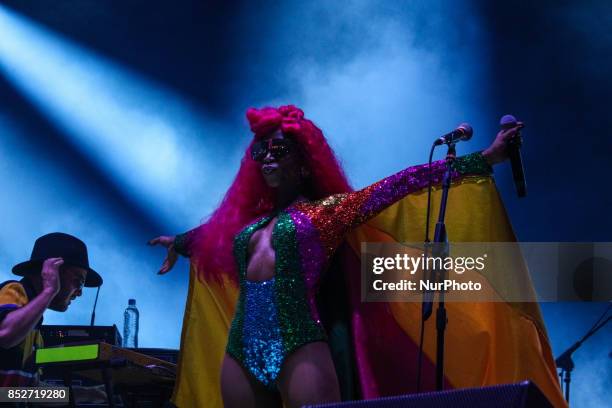 Show of Brazilian rapper very popular Karol Conka during the sixth day of performances at the Rock in Rio music festival, at Parque Olimpico do Rio...