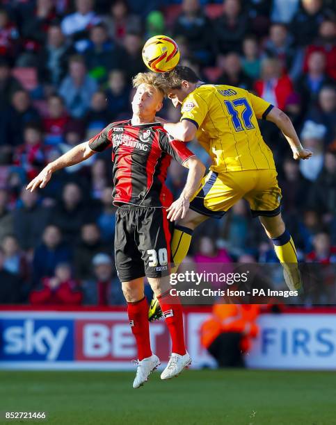 Bournemouth's Matt Ritchie in action against Brighton and Hove Albion's Stephen Ward during the Sky Bet Championship match at Goldsands Stadium,...