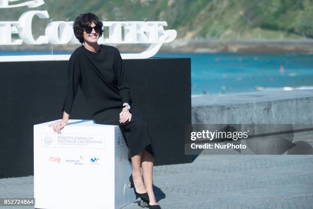 Spanish actress Paz Vega attends the Jaeger-LeCoultre 'Latin Cinema Award' photocall at the Kursaal Palace on September 23, 2017 in San Sebastian,...