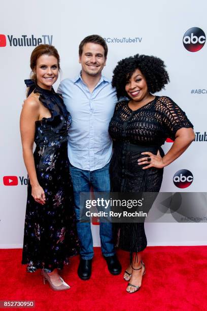 JoAnna Garcia Swisher; Jason Ritter and Kimberly Hebert Gregory attend the ABC Tuesday night block party event at Crosby Street Hotel on September...