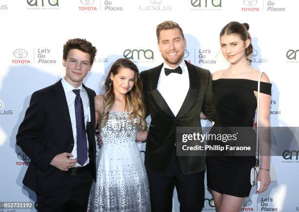 Hayden Summerall, Annie LeBlanc, Lance Bass and Brooke Butler at the Environmental Media Association's 27th Annual EMA Awards at Barkar Hangar on...