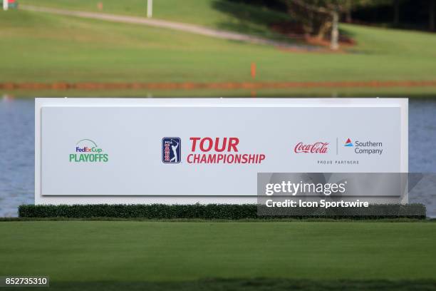 Tour Championship sign at the second round of the PGA Tour Championship on September 22, 2017 at East Lake Golf Club in Atlanta, Georgia.