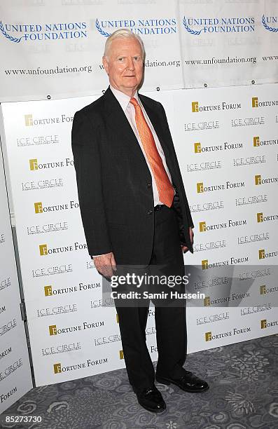 Sir James Mirrless arrives at the Fortune Forum Summit at the Dorchester Hotel on March 3, 2009 in London, England.