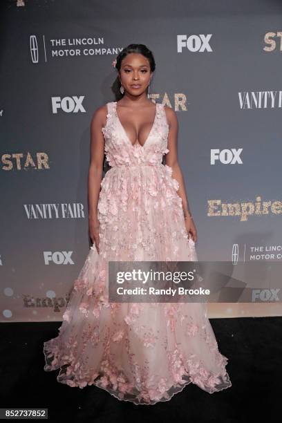 Actress Amiyah Scott poses on the red carpet during the "Empire" & "Star" Celebrate FOX's New Wednesday Night at One World Observatory on September...