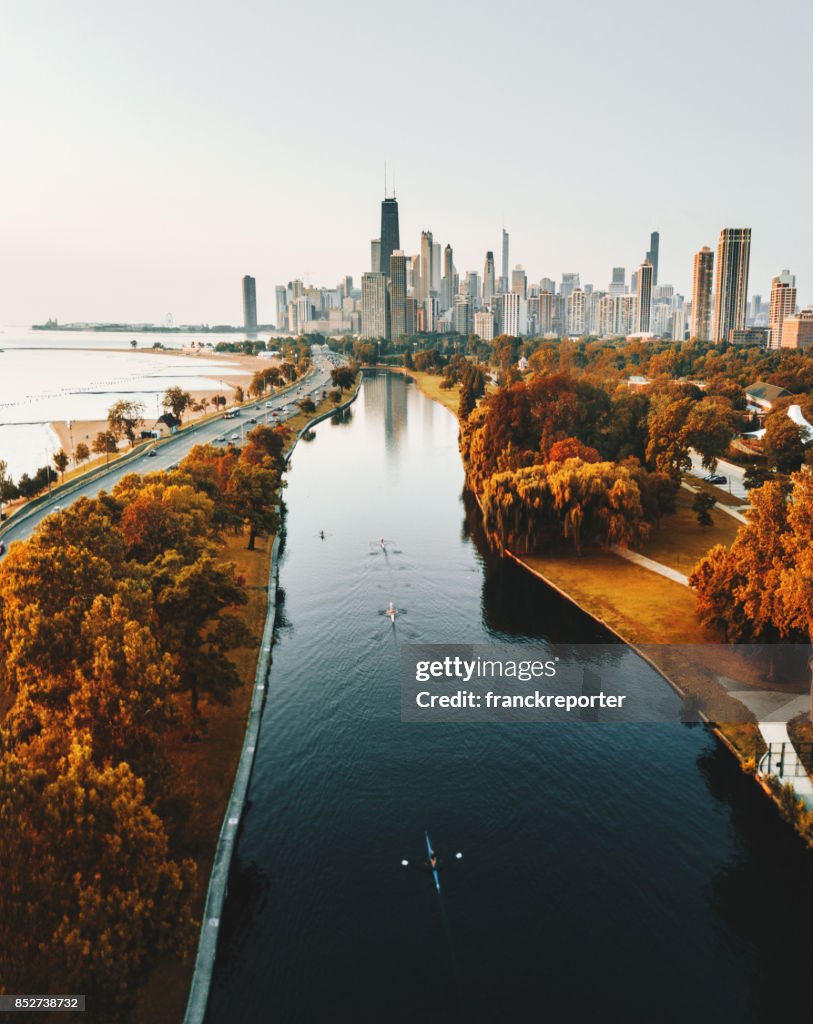 Autumn skyline of chicago