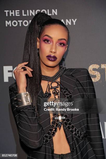 Actress and model AzMarie Livingston poses on the red carpet during the "Empire" & "Star" Celebrate FOX's New Wednesday Night at One World...
