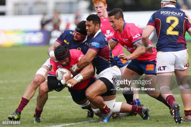 Jordan Taufua of Tasman during the round six Mitre 10 Cup match between Tasman and Southland at Trafalgar Park on September 24, 2017 in Nelson, New...