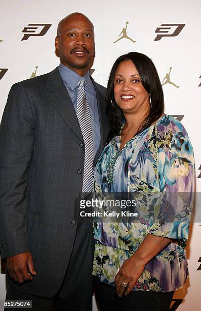 Hornets head coach Byron Scott and his wife attend the Jordan Brand CP3.II Shoe Launch at Republic Nightclub on March 5, 2009 in New Orleans,...