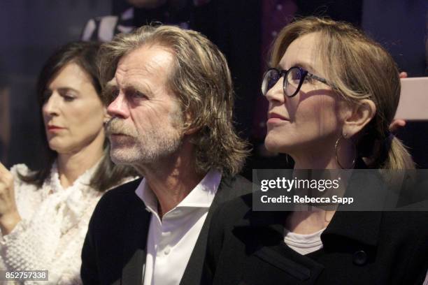 Actors Perrey Reeves, William H. Macy and Felicity Huffman watch fashion show at Laura Basci and de Sede Los Angeles Showroom Opening on September...