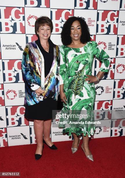 Lawyer Valerie Jarrett and producer Shonda Rhimes arrive at the Los Angeles LGBT Center's 48th Anniversary Gala Vanguard Awards at The Beverly Hilton...