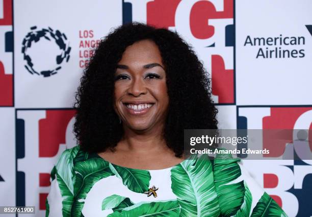 Producer Shonda Rhimes arrives at the Los Angeles LGBT Center's 48th Anniversary Gala Vanguard Awards at The Beverly Hilton Hotel on September 23,...